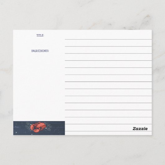 Kreeft zeevruchten salade koken keeper recept kaar briefkaart (Achterkant)