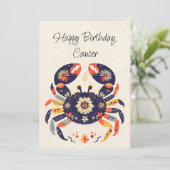 Kreeft Zodiac Bloemen Verjaardag Flat Kaart (Staand voorkant)