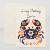 Kreeft Zodiac Bloemen Verjaardag Flat Kaart (Voorkant / Achterkant)