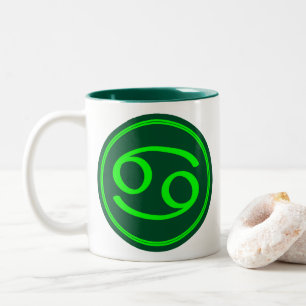 Kreeft Zodiac Symbool Groen Contrast Tweekleurige Koffiemok