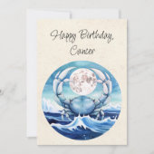 Kreeft Zodiac Waterverf Verjaardag Flat Kaart (Voorkant)