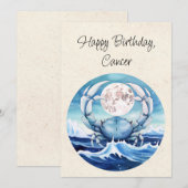 Kreeft Zodiac Waterverf Verjaardag Flat Kaart (Voorkant / Achterkant)