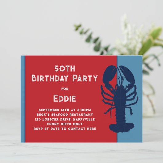 Kreeft Zomer Verjaardagsfeest Uitnodiging (Staand voorkant)