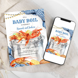 Kreeftbaby Boil Zeevruchten Baby Shower Uitnodigin Kaart