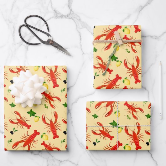 Kreeftcitroenen Olijven Kleurrijk Inpakpapier Vel (Voorkant)