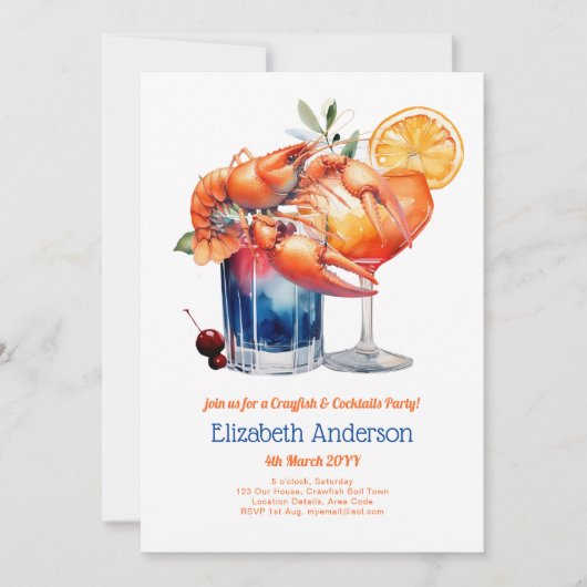 Kreeftcocktailfeest Kreeft en drankjes Kaart (Voorkant)