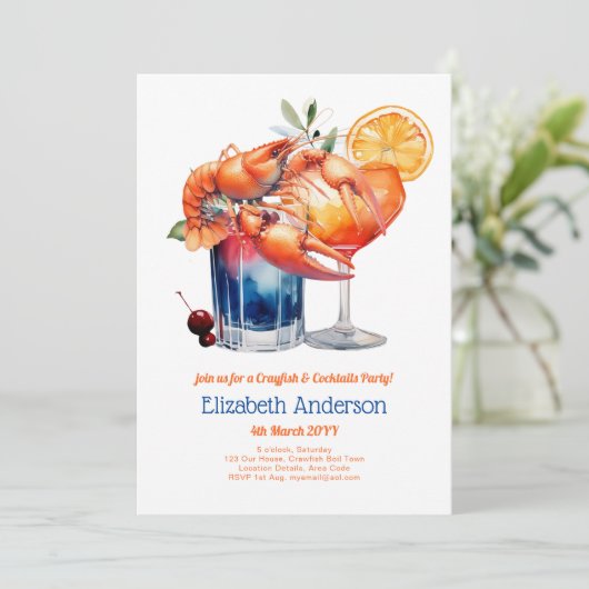Kreeftcocktailfeest Kreeft en drankjes Kaart (Staand voorkant)