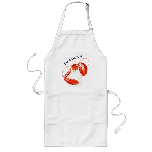 Kreeften Chef Zeevruchten Lang Schort (Voorkant)