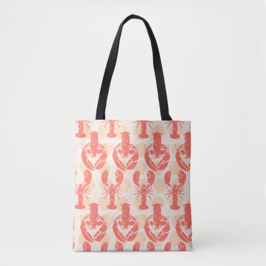 Kreeften en schelpen Koraal Roze Nautisch Patroon Tote Bag (Voorkant)