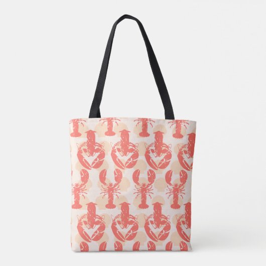 Kreeften en schelpen Koraal Roze Nautisch Patroon Tote Bag (Achterkant)