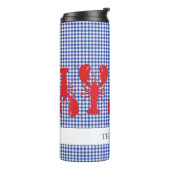 Kreeften Gingham NAAM Kustfamilie Reünie Fun Thermosbeker (Gedraaid links)