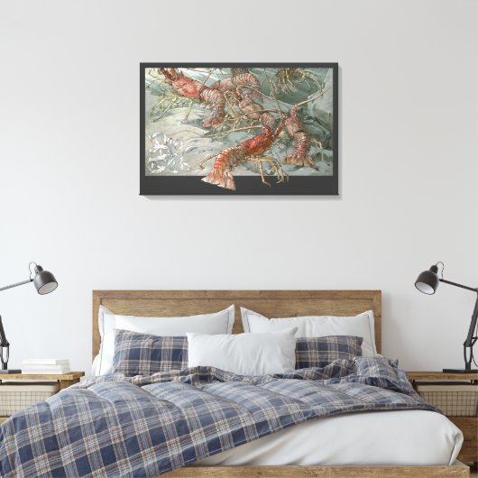 Kreeften in de oceaan, art nouveau canvas afdruk (Insitu (Slaapkamer))