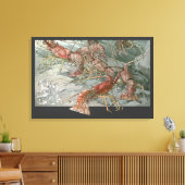 Kreeften in de oceaan, art nouveau canvas afdruk (Insitu (Woonkamer))