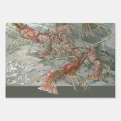 Kreeften in de oceaan,  art nouveau inpakpapier vel (Voorkant)