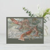 Kreeften in de oceaan, art nouveau kaart (Staand voorkant)