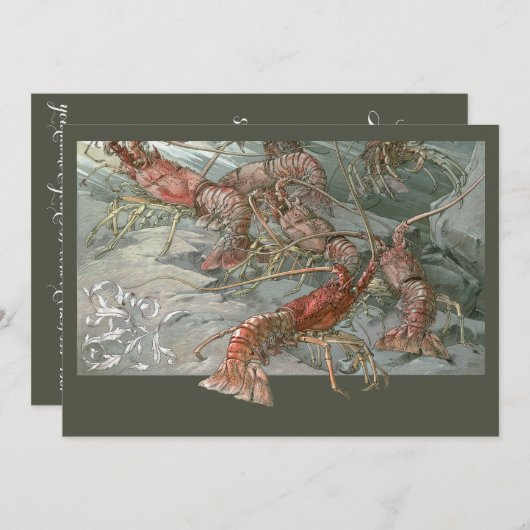 Kreeften in de oceaan, art nouveau kaart (Voorkant / Achterkant)