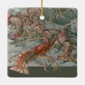 Kreeften in de oceaan,  art nouveau keramisch ornament (Achterkant)