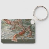 Kreeften in de oceaan, art nouveau sleutelhanger (Voorkant)