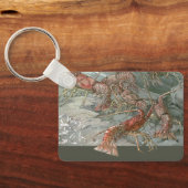 Kreeften in de oceaan, art nouveau sleutelhanger (Achterkant)