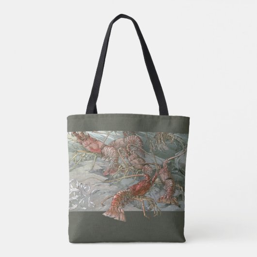 Kreeften in de oceaan,  art nouveau tote bag (Achterkant)