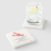 Kreeften Koken Borrel Zeebanket Feestje Stenen Onderzetter (Zijkant)