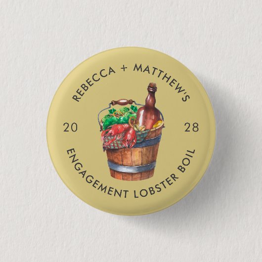Kreeften Koken Bruiloft Feest Maatwerk Ronde Button 3,2 Cm (Voorkant)