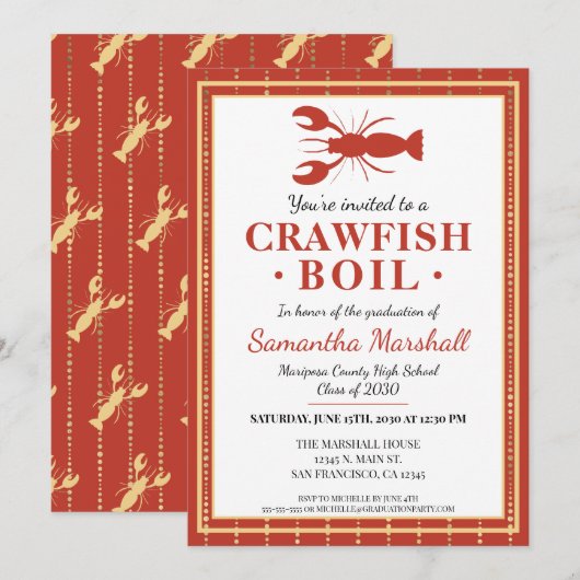 Kreeften Koken Zeevruchten Rode School Afstudeerfe Kaart (Voorkant / Achterkant)