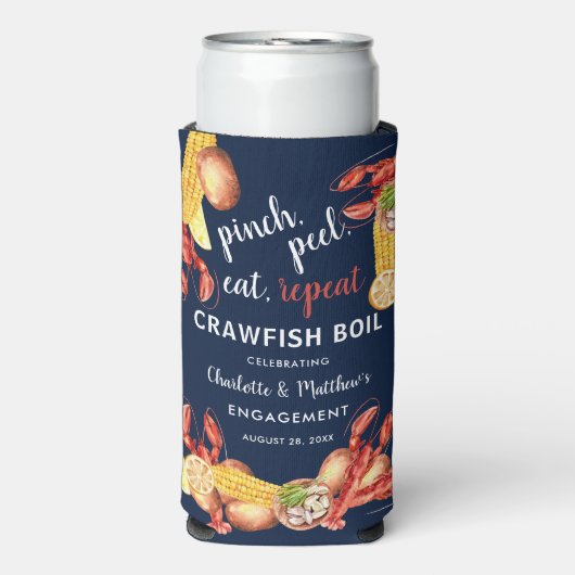 Kreeften koken zeevruchten verloving feest seltzer blikjeskoeler (Seltzer Voorkant)