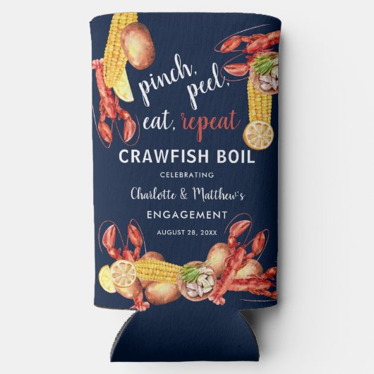 Kreeften koken zeevruchten verloving feest seltzer blikjeskoeler (Achterkant)