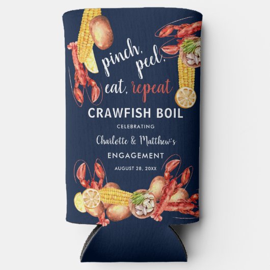 Kreeften koken zeevruchten verloving feest seltzer blikjeskoeler (Voorkant)