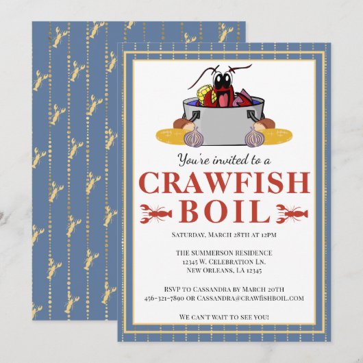 Kreeften koken zomer zeebanket barbecuefeest kaart (Voorkant / Achterkant)