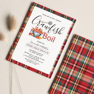 Kreeften Kook Engagement Zeevruchten Feest Geruit Kaart