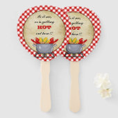 Kreeften kookpot rood geruit katoen handwaaier (Voorkant en achterkant)