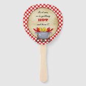 Kreeften kookpot rood geruit katoen handwaaier (Achterkant)
