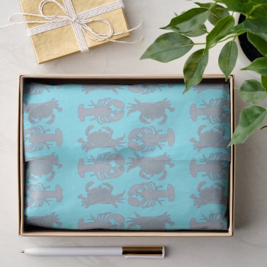 Kreeften Krabben Patroon Blauwe Tissue Papier (Geschenk)