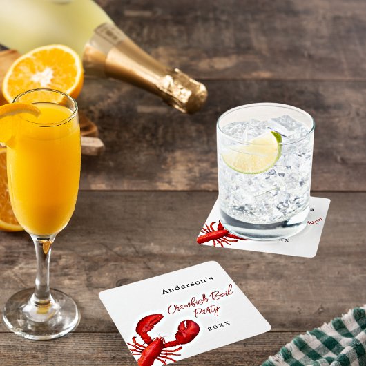 Kreeften langoesten kookfeest rood wit kartonnen onderzetters