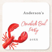Kreeften langoesten kookfeest rood wit kartonnen onderzetters (Voorkant)