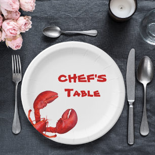Kreeften langoesten kookfeest rood wit papieren bordje