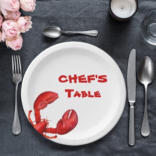 Kreeften langoesten kookfeest rood wit papieren bordje
