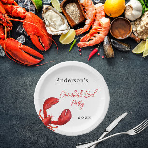 Kreeften langoesten kookfeest rood wit papieren bordje