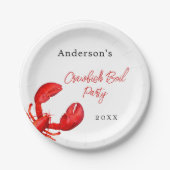 Kreeften langoesten kookfeest rood wit papieren bordje (Voorkant)