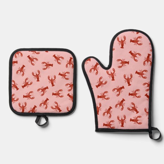 Kreeften ontwerp Oven Mitt & Pothouder Set (Voorkant)