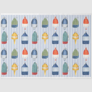 Kreeftenboeien op blauw gestreept decoupage papier