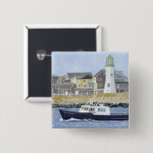 Kreeftenboot Scituate Harbor Vierkante Button 5,1 Cm (Voorkant /achterkant)