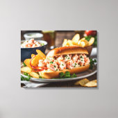 Kreeftenbroodje en aardappelchips canvas afdruk (Voorkant)