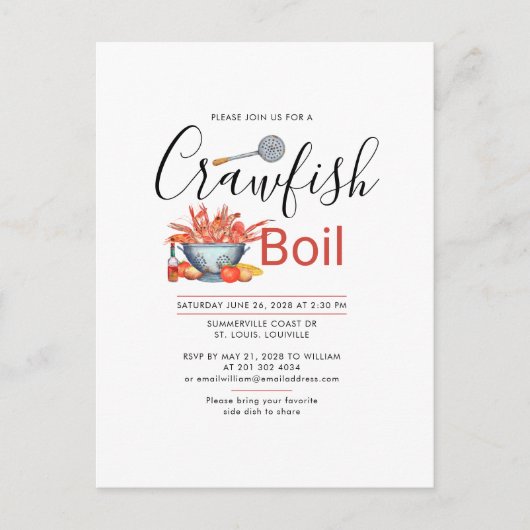 Kreeftenfeest Familiebarbecue Zeevoedsel Feest Uitnodiging Briefkaart (Voorkant)