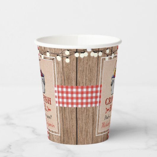 Kreeftenfeest Rivierkreeften Rustic Verlovingsfees Papieren Bekers (Links)