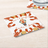 Kreeftenfeest Verlovingspartij - Liefde & Kreeft Kartonnen Onderzetters (Schuin)