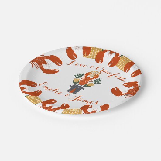 Kreeftenfeest Verlovingspartij - Liefde & Kreeft Papieren Bordje (Gekanteld)