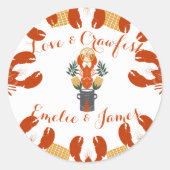 Kreeftenfeest Verlovingspartij-Liefde & Kreeft Ronde Sticker (Voorkant)